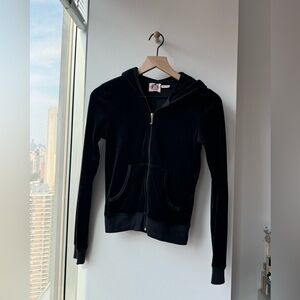 Juicy Couture black velour hoodie with pink heart #y2k
